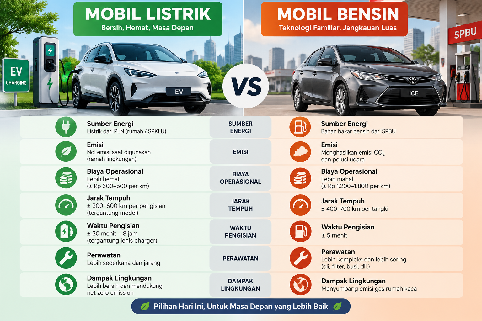 Perbedaan Mobil Listrik vs Mobil Bensin