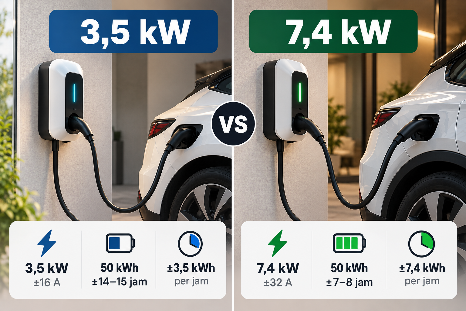 EV Charger 3,5 kW vs 7,4 kW